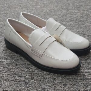 a new day White Leather Penny Loafers